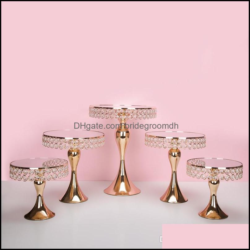 

Wedding Decorations Party Supplies Events 7Pcs/Set Luxury Gold Crystal Cake Holder Stand Decorated We Dhgzn, Beige