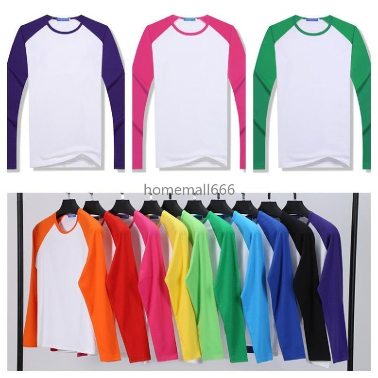 Sublimation Blank T-shirt Thermal Heat Transfer Printing T Shirt DIY Unisex Blouse Top Tees Parent Child Patchwork Raglan Tshirt FS9536 AA-image-763392654