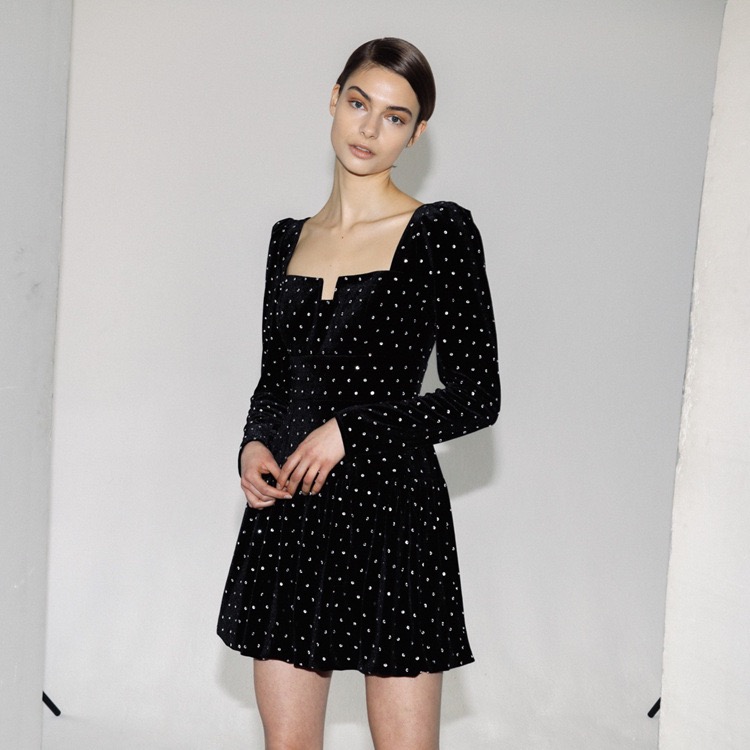 

NEW Authentic Self Portrait Black Velvet Diamante Mini Dress