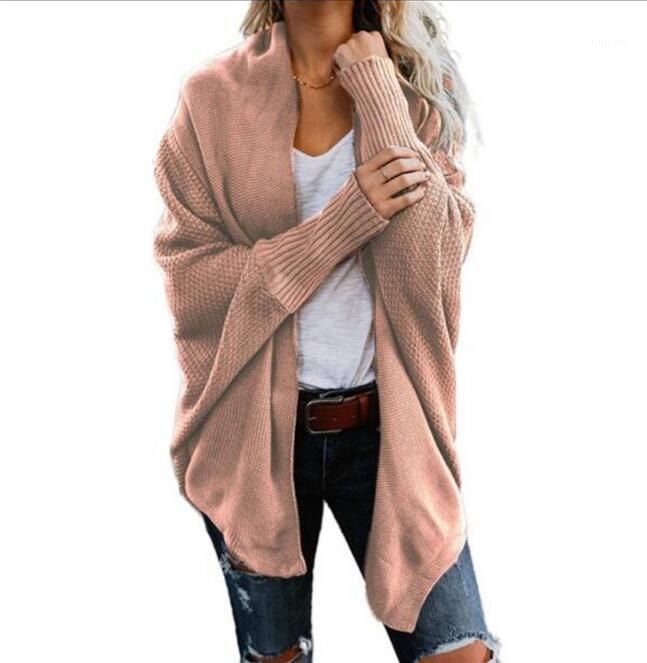 

European And American Loose Sweater Cardigan Solid Color Versatile Jacket Women's Sweaters, Green