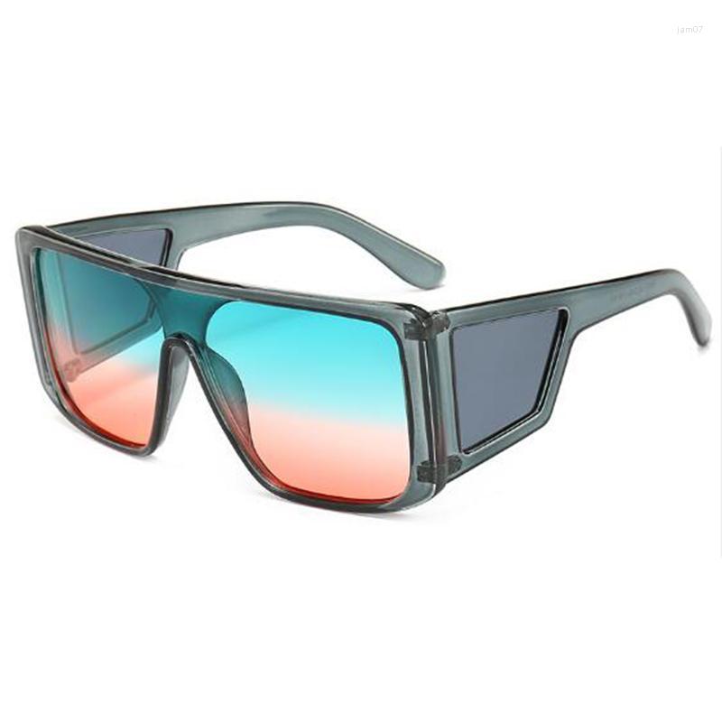 

Sunglasses Stylish Oversized Square Women's Plastic Big Frame Shades For Women Flat Top Gradient Blue Pink Glasses Large EyewearSunglass