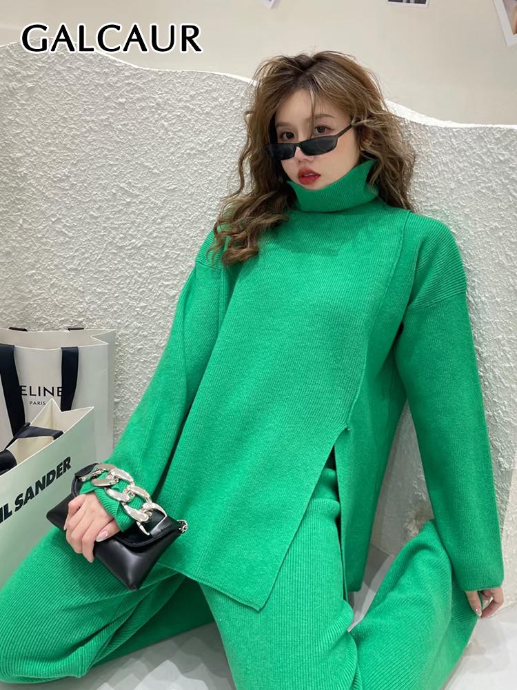 

Women's Two Piece Pants Casual Solid Slim Set Women Turtleneck Long Sleeve Top High Waist Temperament Pant Women's Autumn StyleWomen's, Blue