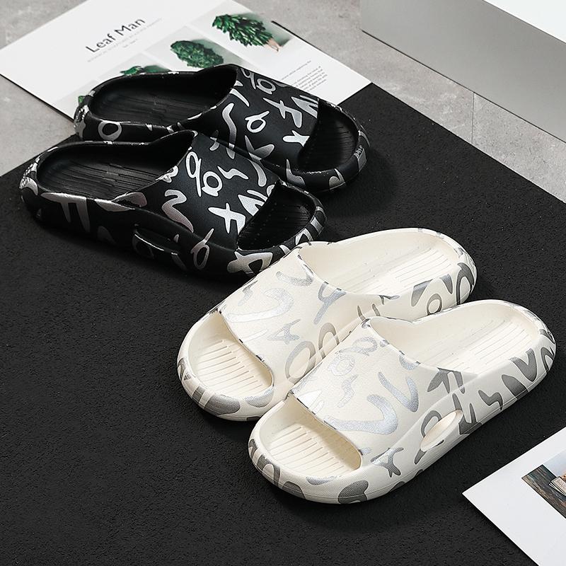 

Slippers Outdoor Comfortable Soft Men Women Lndoor Houses Bathroom Shoes Flat EVA Thick Sole Slides Leisure Summer Beach SandalsSlippers, Black