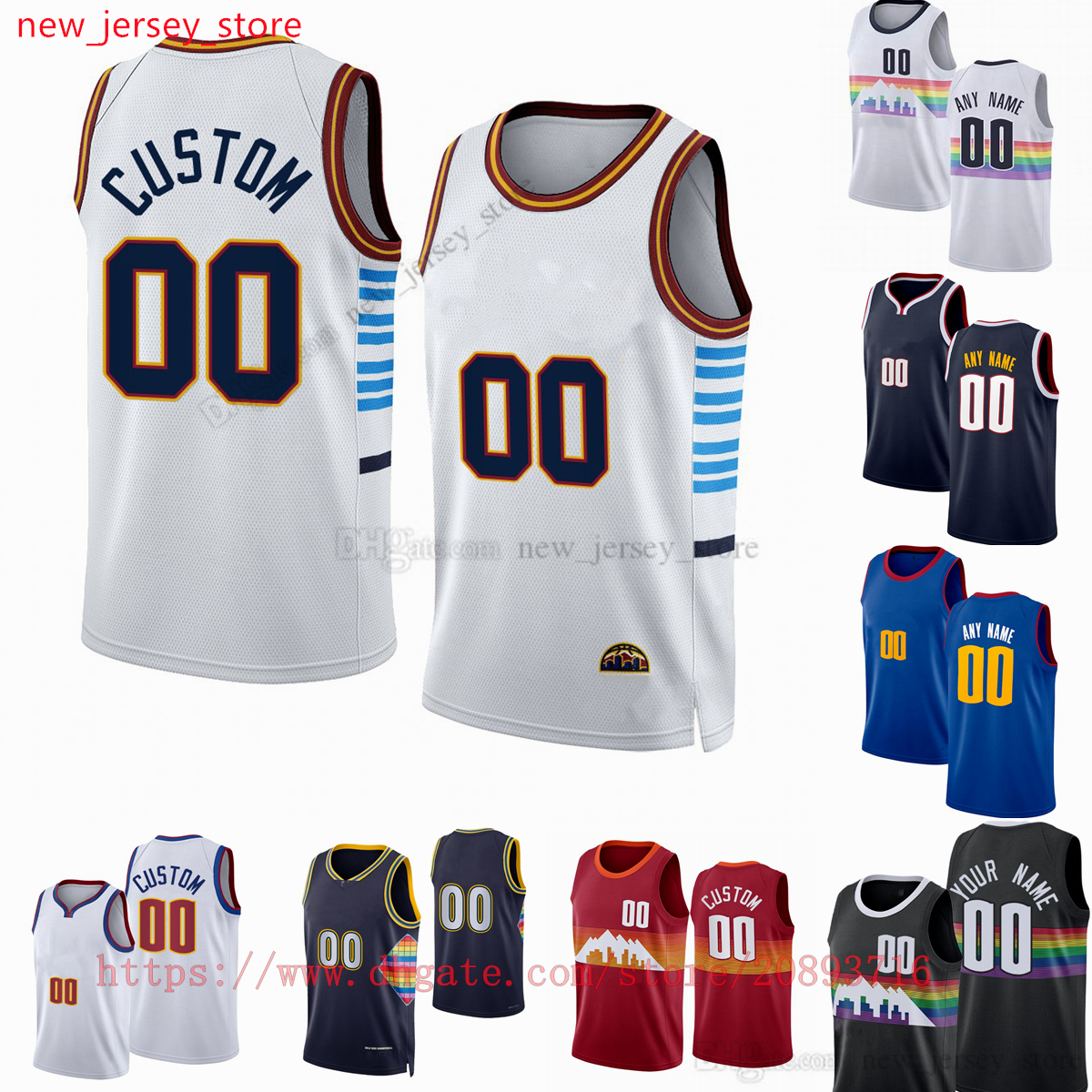 

2022-23 New Season Custom Printed Basketball Jersey 0 Christian Braun 8 Peyton Watson 15 Nikola 27 Jamal Jokic Murray Aaron 50 Gordon 1 Michael Porter Jr. 22 Zeke Nnaji, Printed (with team logo)