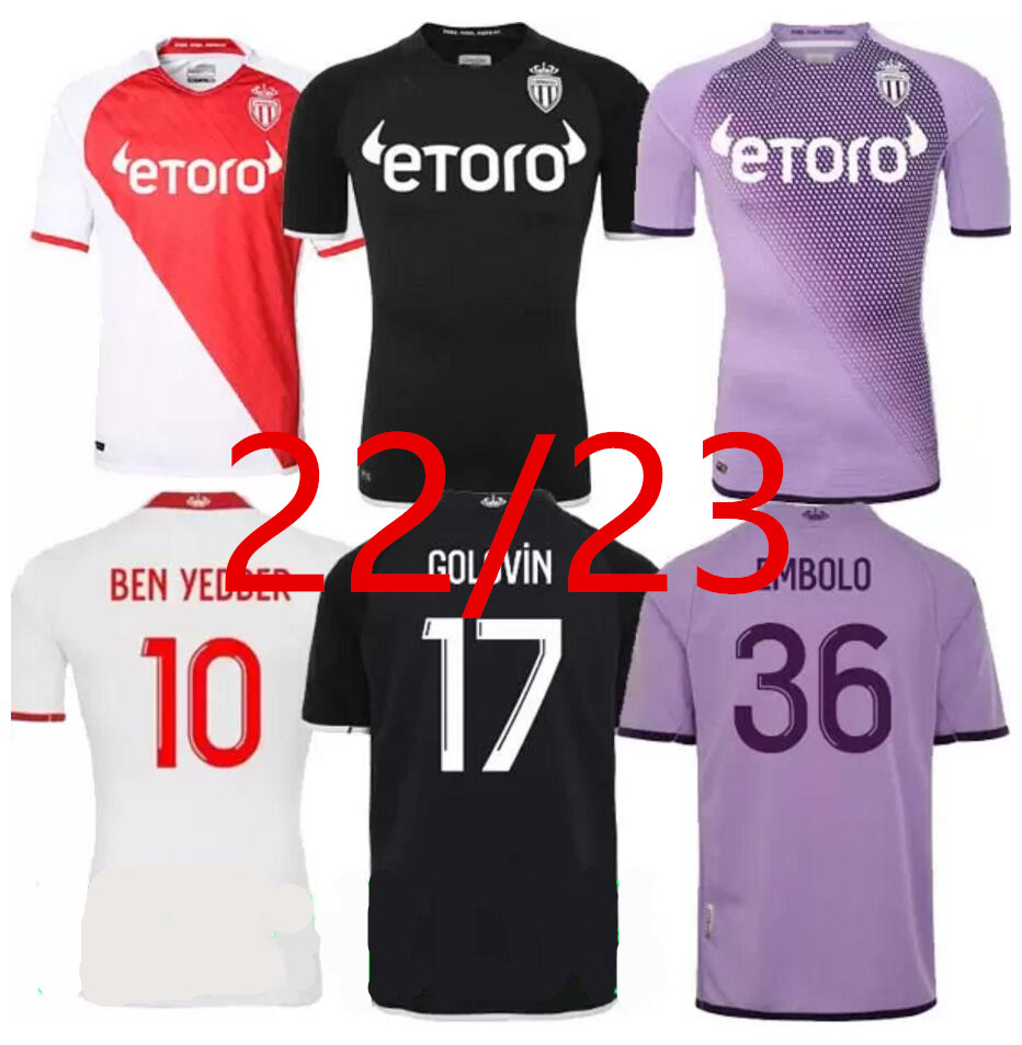 

22 23 Monaco home AWAY Soccer jerseys yakuda Dropshipping Accepted WEAR Ben Yedder Boadu Jean Lucas #11 black football shirts MINAMINO EMBOLO THIRD jersey