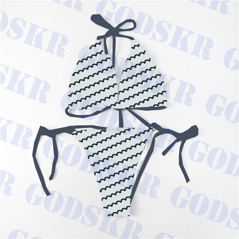 

Navy Blue Swimwear Womens Bikini Letter Print Women Swimsuit Suit Textile Pink Girl Bikinis Two Piece, Please contact me real pictures