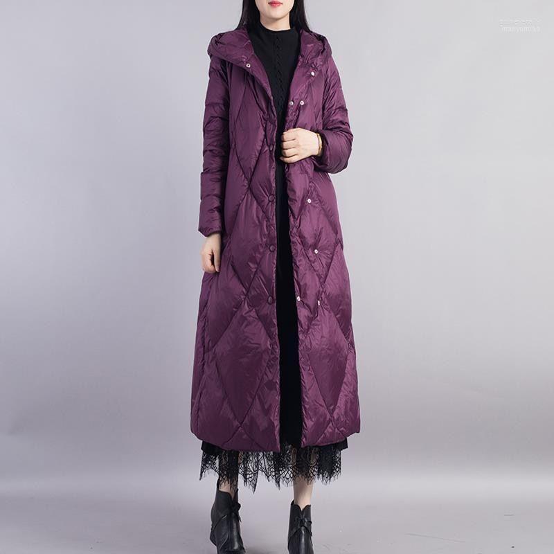 

Women's Down & Parkas Women 2022 Winter Long Warm Coats Female Loose Hooded Solid Color Outwear Ladies Thicken White Duck Jackets Q621 Guin2, Black