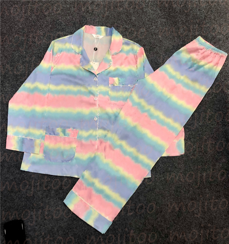 

Rainbow Letter Sleepwear Pajamas Sets Womens Home Clothing Long Sleeve Shirts Pants Two Piece Lady Casual Nightwear
