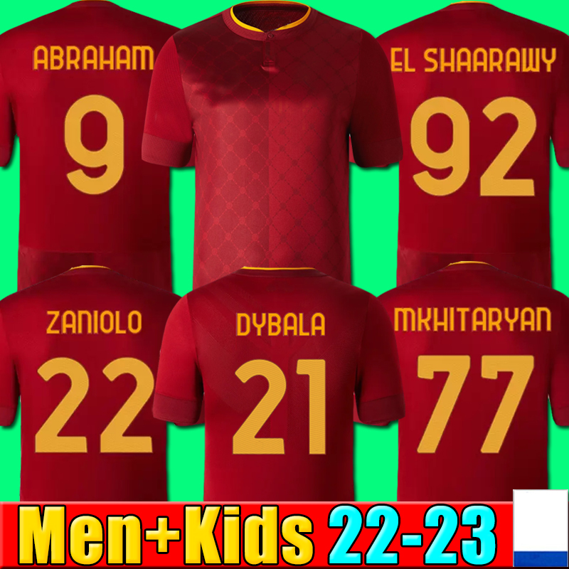

22 23 rome soccer jersey ABRAHAM ZANIOLO 2022 2023 BYBALA football shirt PELLEGRINI camiseta de futbol SPINAZZOLA as maillot foot, P06 home kids