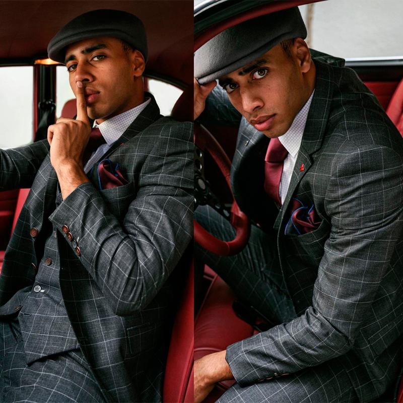 

Men's Suits & Blazers Black Plaid Men Suit Tailor-Made 3 Pieces Single Breasted Modern Fashion Wedding Business Causal Prom Vest Coat Pants