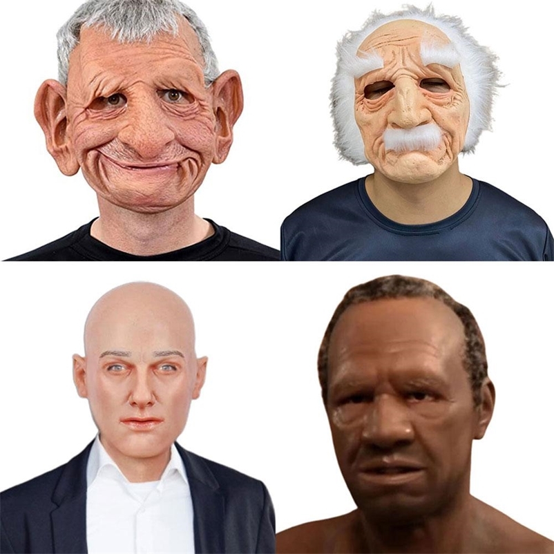

Halloween Realistic Old Man Face Cover Cosplay Props Halloween Holiday Funny Masks Supersoft Old Man Adult Mask Practical 220704