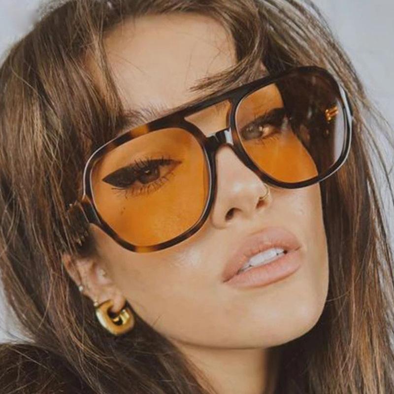 

Sunglasses Pilot Women Vintage Retro 70s Luxury Men Glasses Oversized Female Eyeglasses Yellow Lens Driving Goggles Oculos