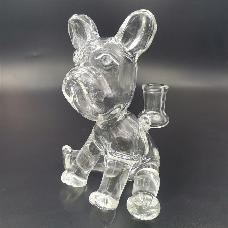 

Glass Water Bong Mini Bongs Cute Pipe Hookah Bull Terrier Shape 14.4MM Female Joint Bubblers Dab Rig Ysglassbong