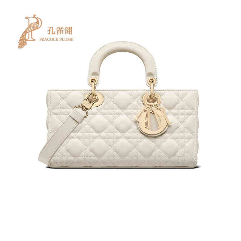 

Diamond Women's Bag Rattan Sheepskin Lady D-joy Classic Portable One Shoulder Messenger Bag QHQV, Milk-white