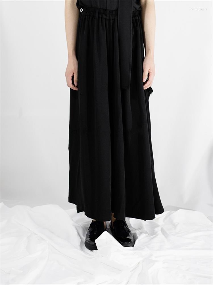 

Men' Pants Men' Pant Skirt Casual Wide Leg Autumn Winter Black Elastic Waist Design Thickens Super Loose PantsMen
