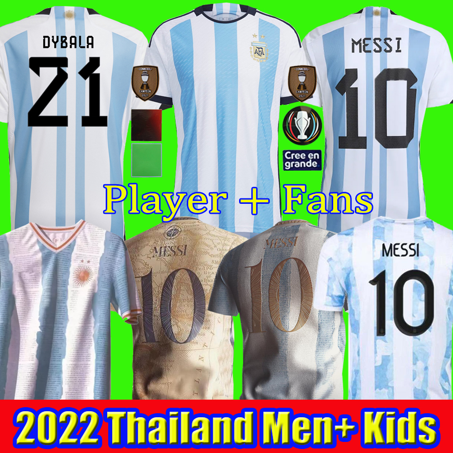 

Player Fans Version 2022 Argentina Soccer Jersey 21 22 Copa America Home Football Shirts 2022 2023 MESSIS DYBALA KUN AGUERO National MARADONA Men Kids kit uniforms, 2022 home