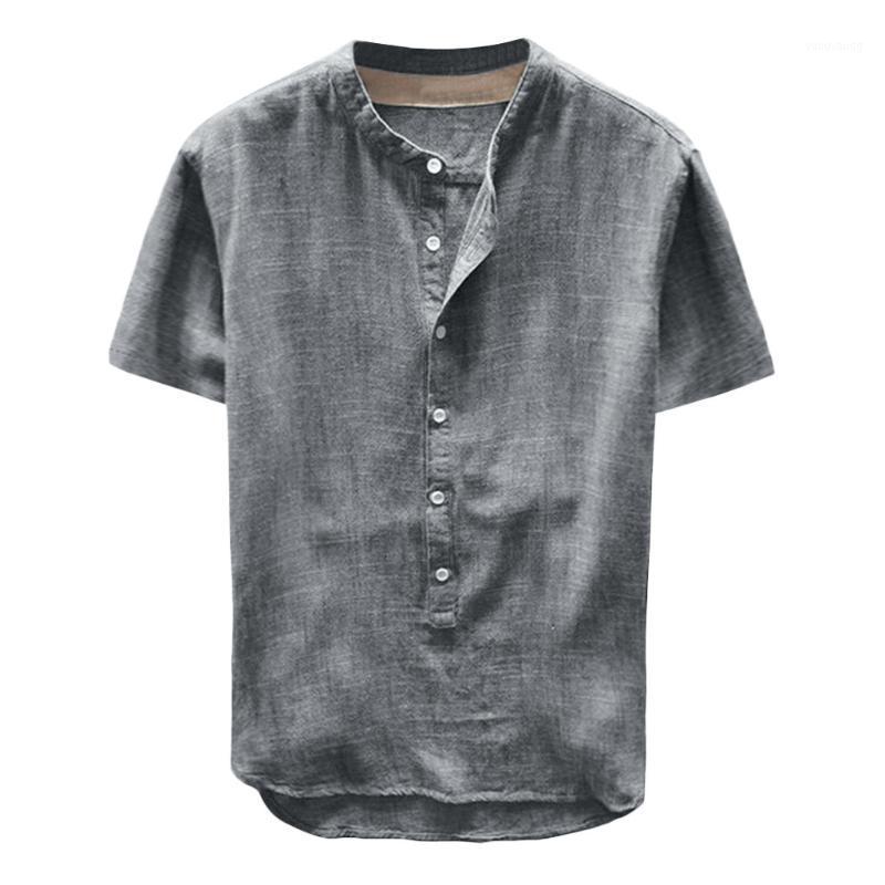 

Men's Casual Shirts Chemise Homme 2022 Summer Shirt Fashion Men Button Linen And Cotton Fahion Solid Color Short Sleeve Tops Blouse, 1z02-1