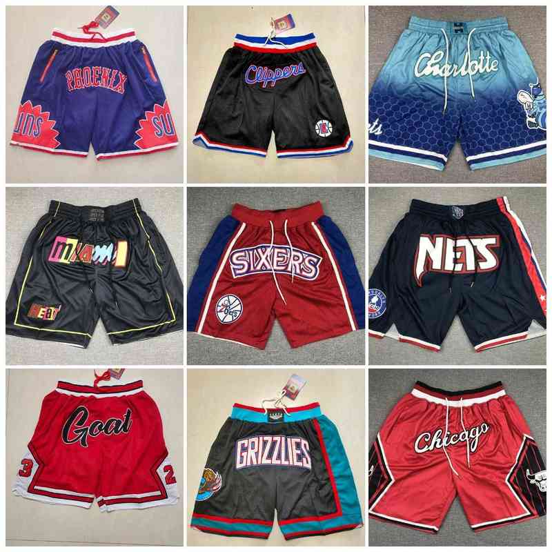 

Don Just Basketball Shorts Zipper Sweatpants Hip Pop Sport Short Pant with Pocket Mitchell and n Retro Stitched Baseball 21 22 Blue White