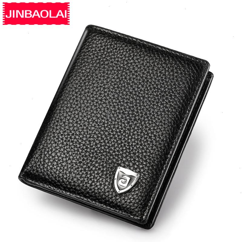 

Small Wallet Men Genuine Leather Purses Cowhide Mini Wallets Black And Brown Quality Card Holder