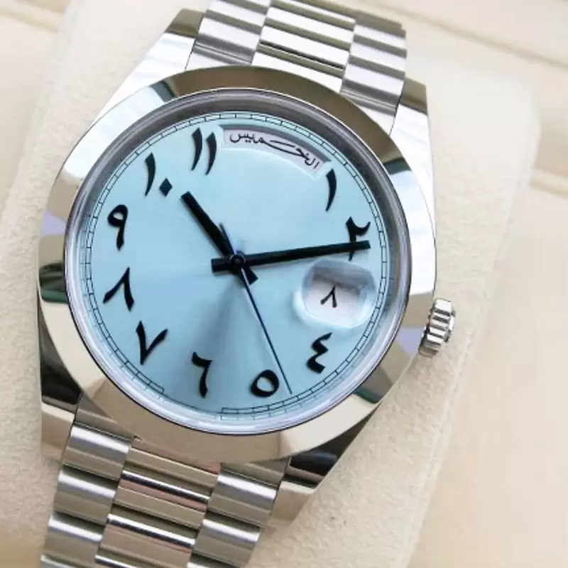 2022 Classic Men Mens 41 mm Day Date Arabe Automatique Montres Platinum Mouvement mécanique Sapphire Sweeting Master en acier inoxydable montre-b