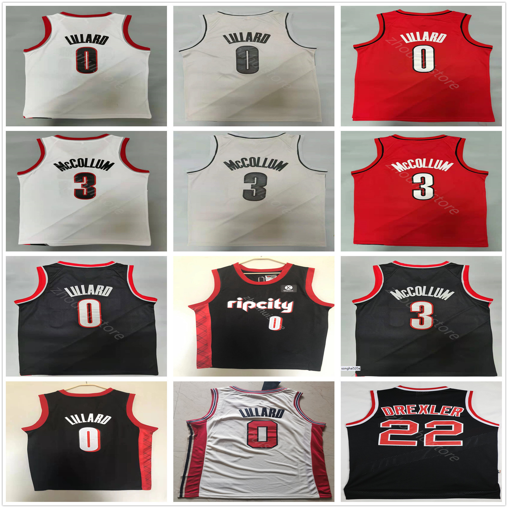 

2021/22 Mens 75th City Damian 0 Lillard CJ 3 McCollum Basketball Jerseys Retro Throwback Clyde 22 Drexler Stitched Nba's Jerseys, Black