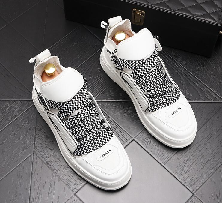 

High quality Men hight Top Shoes platform sport sneakers increase Loafers flat heel round Toe Lace-Up Fashion Travel Little white Casual shoes British Style, Green