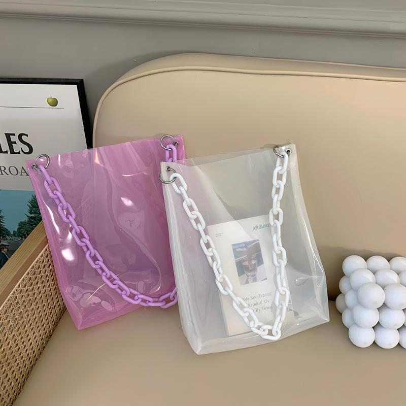 

Evening Bags Large Capacity Handbag Women PVC Clear Waterproof Portable Jelly Tote Bag For Ladies 2022 Summer Travel Shopping Bolso, Blue