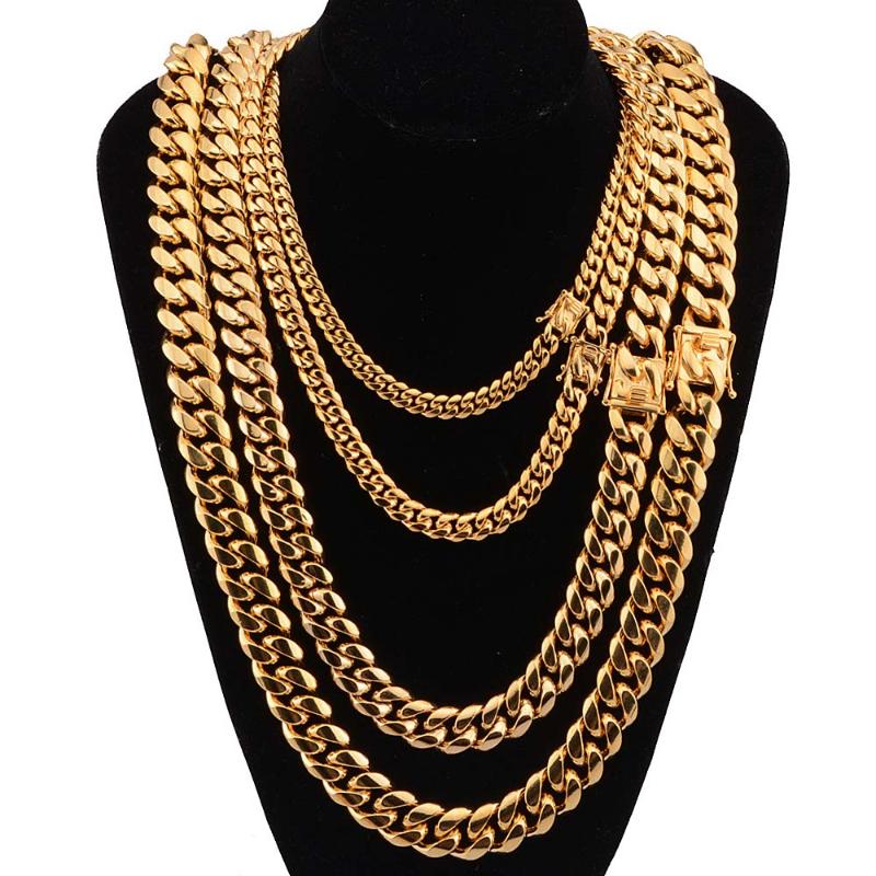 

Chains 8mm/10mm/12mm/14mm/18mm 316L Stainless Steel Jewelry High Polished Miami Cuban Link Necklace Men Punk Curb Chain Butterfly ClaspChain