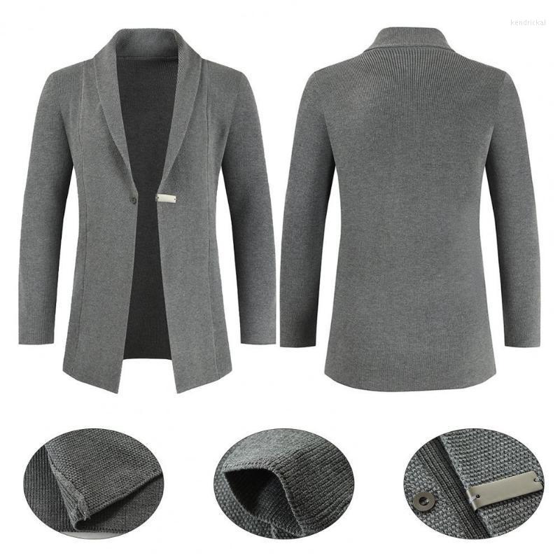 

Men's Trench Coats Autumn Winter Pure Color Knitting Coat Knitwear Sweater Jacket Long Sleeve For BusinessMen's Kend22, Black