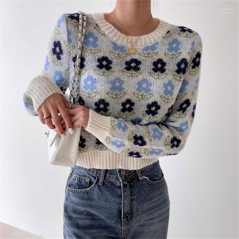 

Women's Sweaters Alien Kitty Gentle O-Neck Florals Knitwear Women 2022 Sweet Chic OL Pullovers Slim Casual All Match Autumn Tops Jemi22, Red