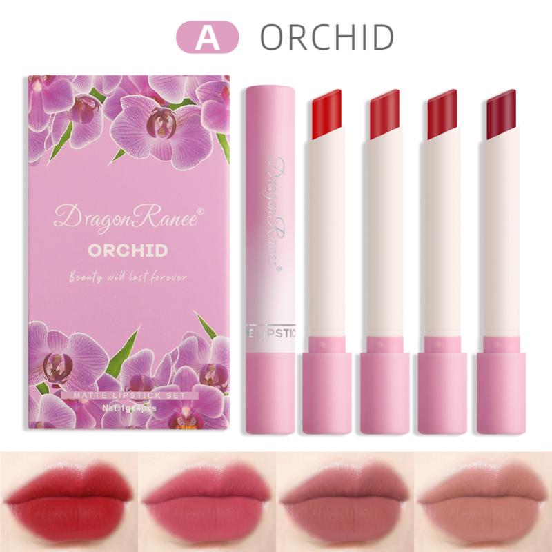 

Lip Gloss ELECOOL Creative Cigarette Lipstick 4PCS Set Velvet MaLong Lasting Sexy Non-Stick Cup Waterproof Lips Makeup, 04