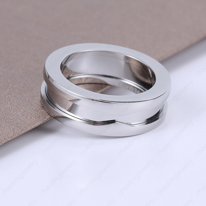 

B Little Red Man New Ring Ceramic Titanium Steel Rings Female Rose Gold Stainless Steel Fashion Jewelry