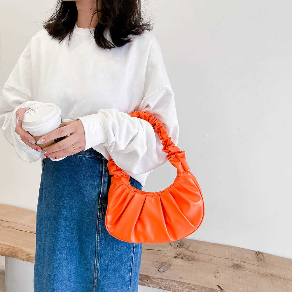Sac d'épaule femme sac à main nuage couleur solide pU cuir pli plies plied sacs concepteurs sac de voyage de voyage femelle fourre-tout