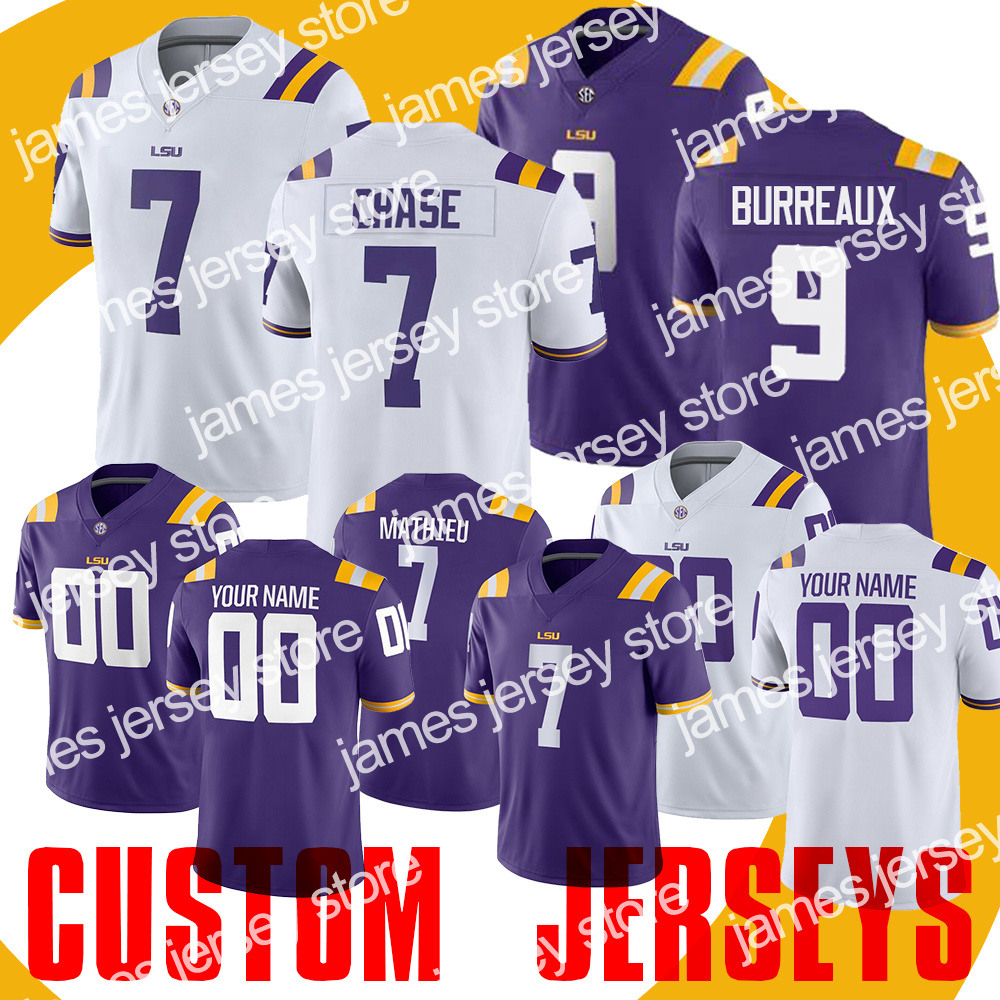 

New Football Jerseys Custom LSU Tigers Jersey Joe Burrow Burreaux JaMarr Chase Odell, White