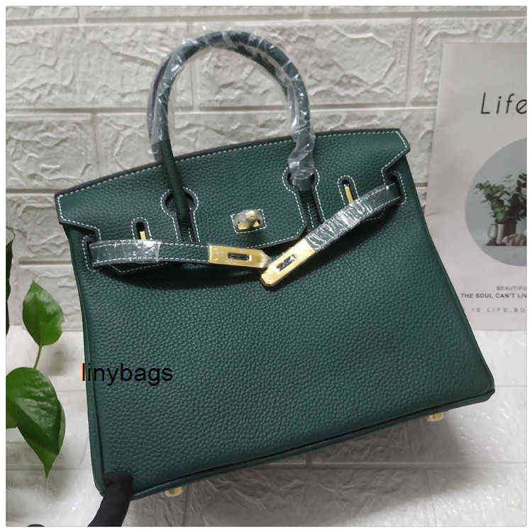 

designer birkins herme shoulder hands 2021 new dark green fashion leather hand-held women's lock bag 30 with 35, 25 dark green