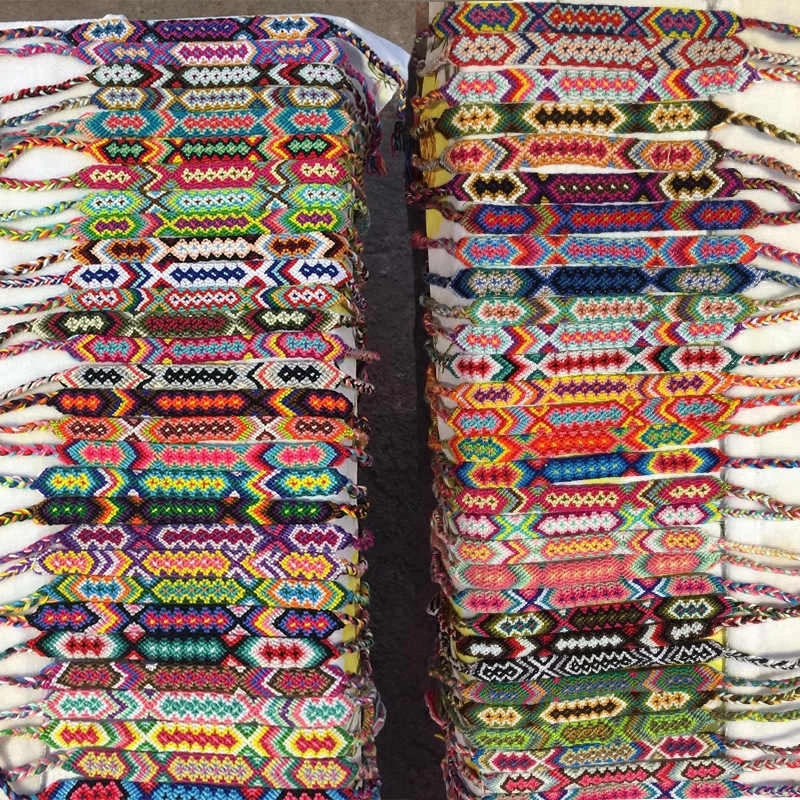 

Vintage Bohemian Ethnic Bracelets Braided Cotton Rope Cuff Wristbands Anklet Multicolor Bangles For Men Women Friendship Gift 20Pcs/Lot