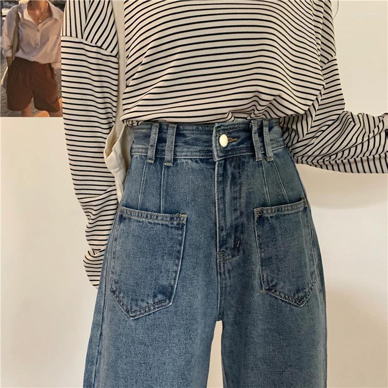 

Women' Jeans Woman Pants Women' High Waist Loose Trousers Straight Pantalones Vaqueros MujerWomen, Black