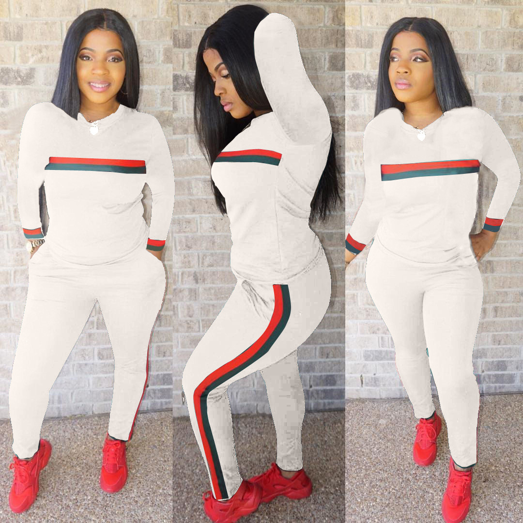 

New Womens Tracsuits Long Sleeve women Sports tracksuits Suit Daily Tops and Pants Lady Striped Print Autumn Winter Jumpsuit 2 Pieces Outfits Sport Sweatsuit, Yellow