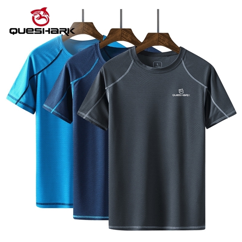 QUE Men Quick Dry Short Sleeve Sports Running T Shirt Breathable Loose Tops Tshirts Tees Fitness Gym Workout Shirts Jersey 220617