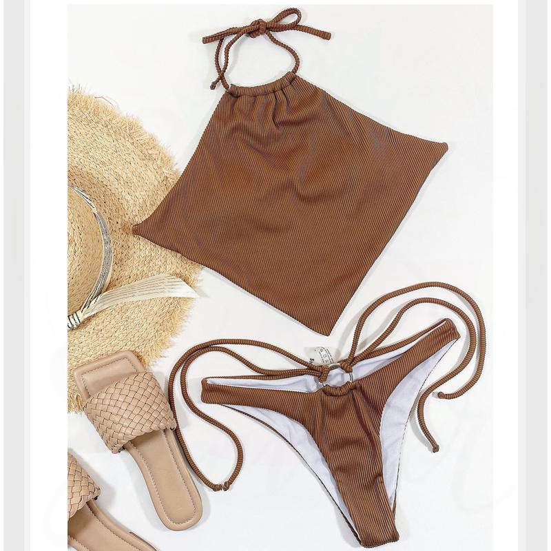 

Women' Swimwear Bikini Push Up 2 Piece Swimsuit Women Bathing Suit Biquini Brasileiro Maillot De Bain Femme Monokini TankiniWomen, Brown