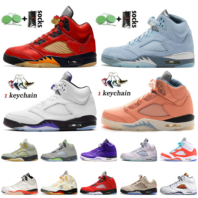 

Big Size EUR48 Top Quality High OG 5 Mens Basketball Shoes With Socks Jumpman 5s Aqua Mars For Her DJ Khaled x We The Bests UNC University Blue Bluebird Sports Sneakers, D2 what the 40-47