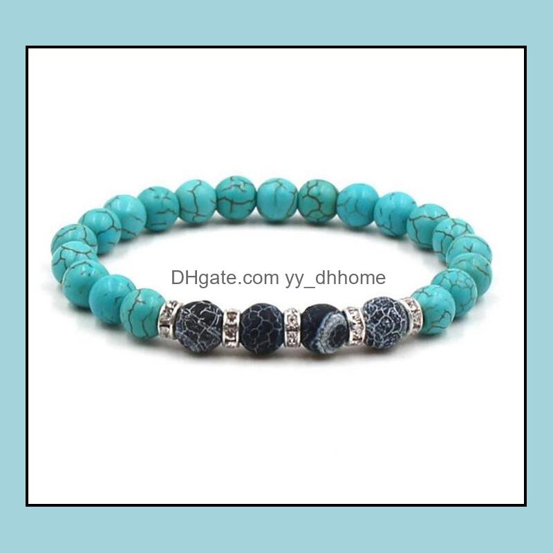 

Beaded Strands Bracelets Jewelry Tiger Eye White Turquoise Agate Natural Stone Beaded Bracelet Luxury Men Jewellry Beads Wholesale Drop Del
