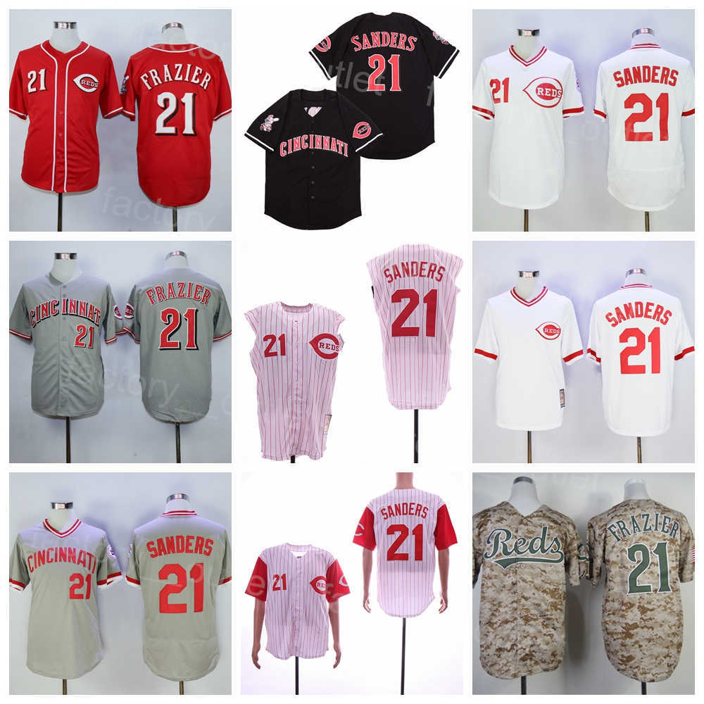 1976 1990 Baseball Vintage 21 Reggie Sanders Jersey Men 1969 Throwback All Stitched Pullover Flexbase Cool Base Pinstripe Team Red White Black Grey