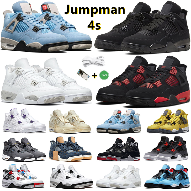 

Jumpman 4 4s Basketball Shoes Red Thunder Black Cat Sail Lightning Canvas Infrared White Oreo UNC Blue Metallic Neon men women trainers, Color#36