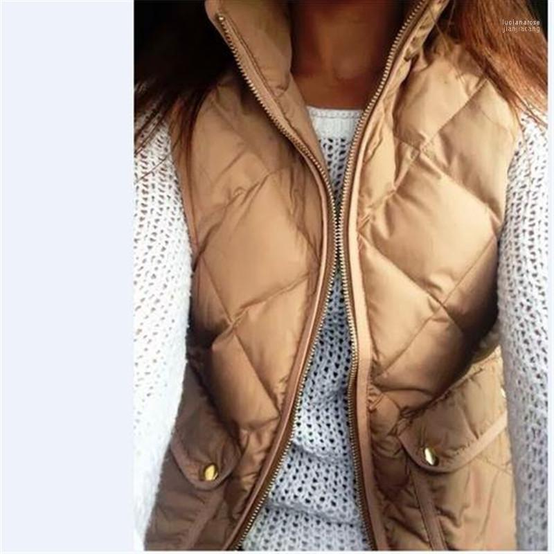 

Women' Vests Women Winter Fashion Zippers Slim Solid Color Vest Padded Jacket Sleeveless Female Collar Waistcoat Selling Luci22, As photo show