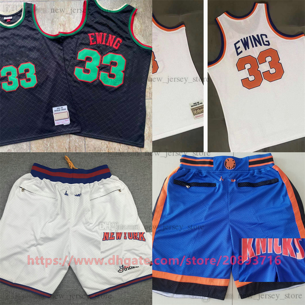 

Mitchell and Ness Authentic Embroidery Basketball Patrick 33 Ewing Jerseys Retro White 1985-86 Real Stitched Breathable Sport Jersey Just Don shorts, Authenticstitched 1991-92