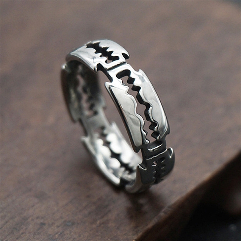 

Charm Stainless Steel Hip Hop Bladed Ring Fashion Punk Rock Black Silver Color Ring Lover Couple Rings for Man And Women Ring 220728
