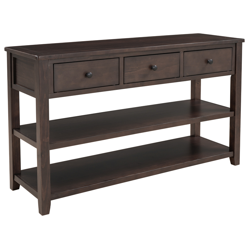 

For living room Modern Design Console Table with Pine Solid Wood Frame and Legs TWO Open Shelves