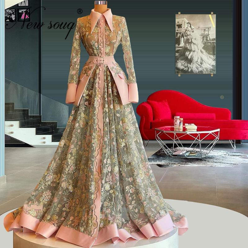 

Party Dresses Modern Pink Embroidery Evening Prom With Long Sleeves Robes Dubai Arabic Illusion Dress 2022 Custom Celebrity GownParty, Black