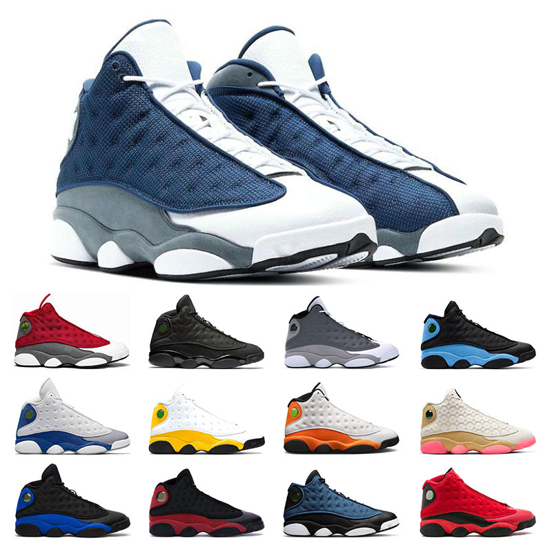 

Men Sneakers Jumpman 13 Basketball Running Shoes 13s University Blue Red Flint Hyper Royal Black Cat Court Purple Atmosphere Grey Womens Sports Trainers Size 7-13, 16 university gold